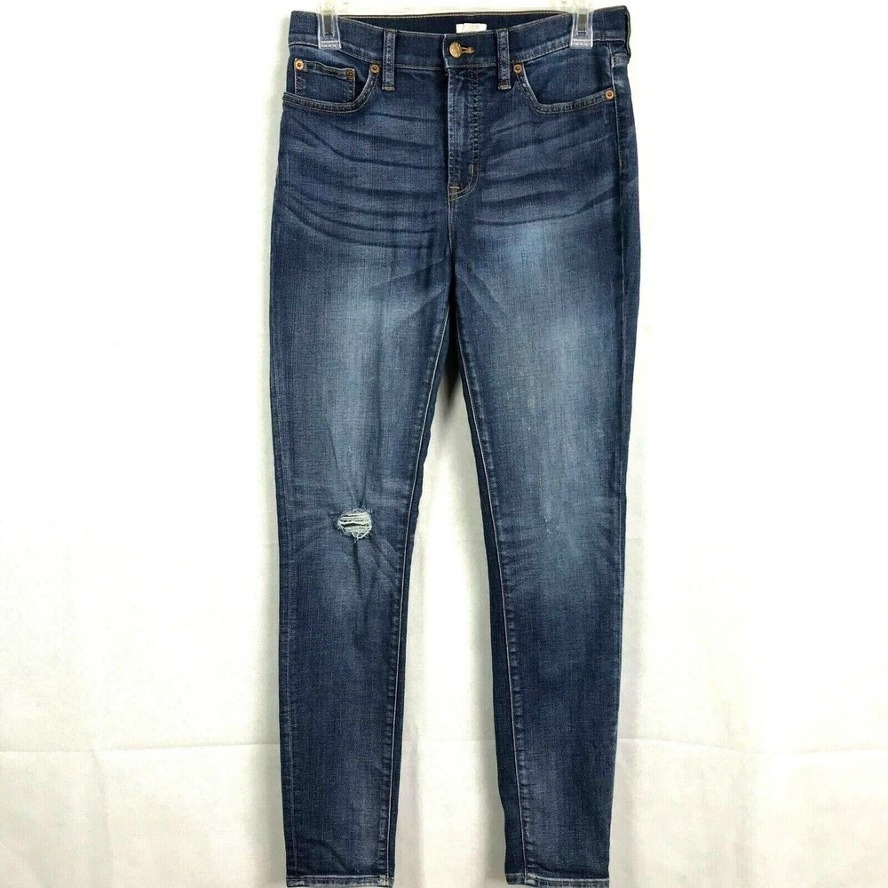 J. Crew Stretch Jeans Womens Sz 28 Medium Wash Light Distressed Skinny